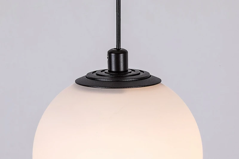 LiTrack Pend.01W – LED pendant for track system in black with white glass, Ø100mm, 5W, 3000K