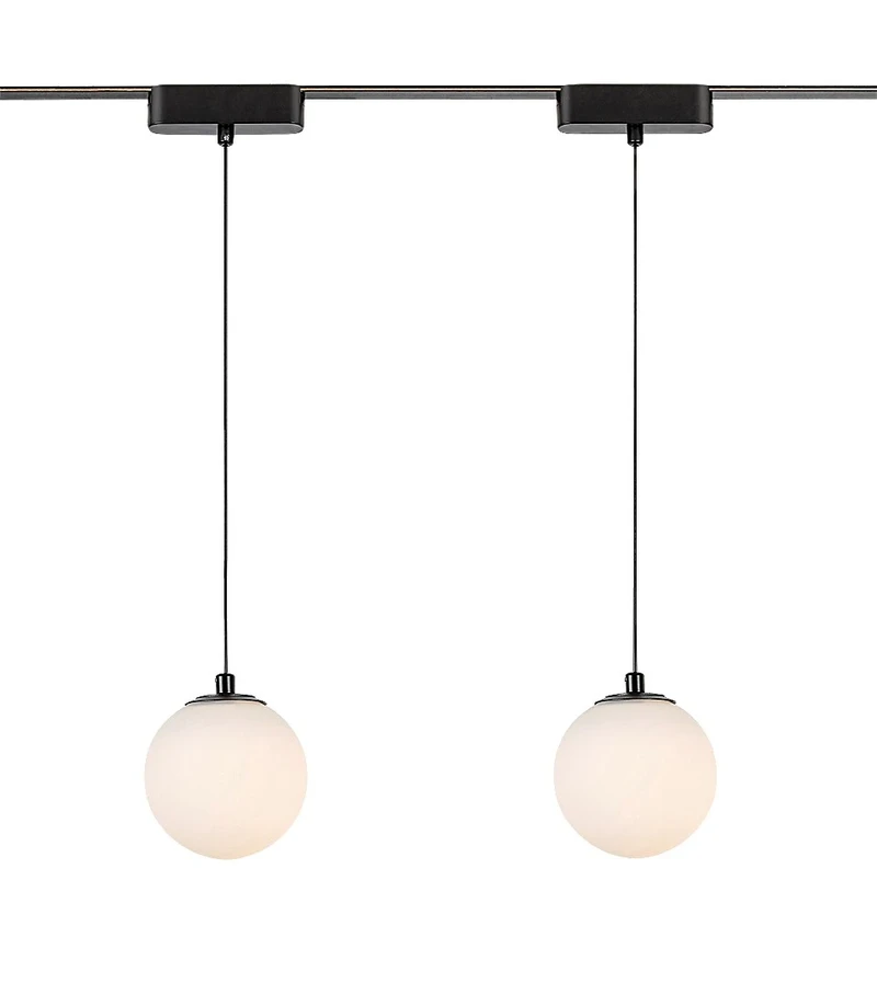 LiTrack Pend.03V – LED пендел за релсова система в черно с бяло стъкло, Ø100мм, 5W, 2700-5500K
