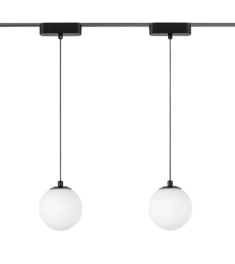 LiTrack Pend.03V – LED пендел за релсова система в черно с бяло стъкло, Ø100мм, 5W, 2700-5500K