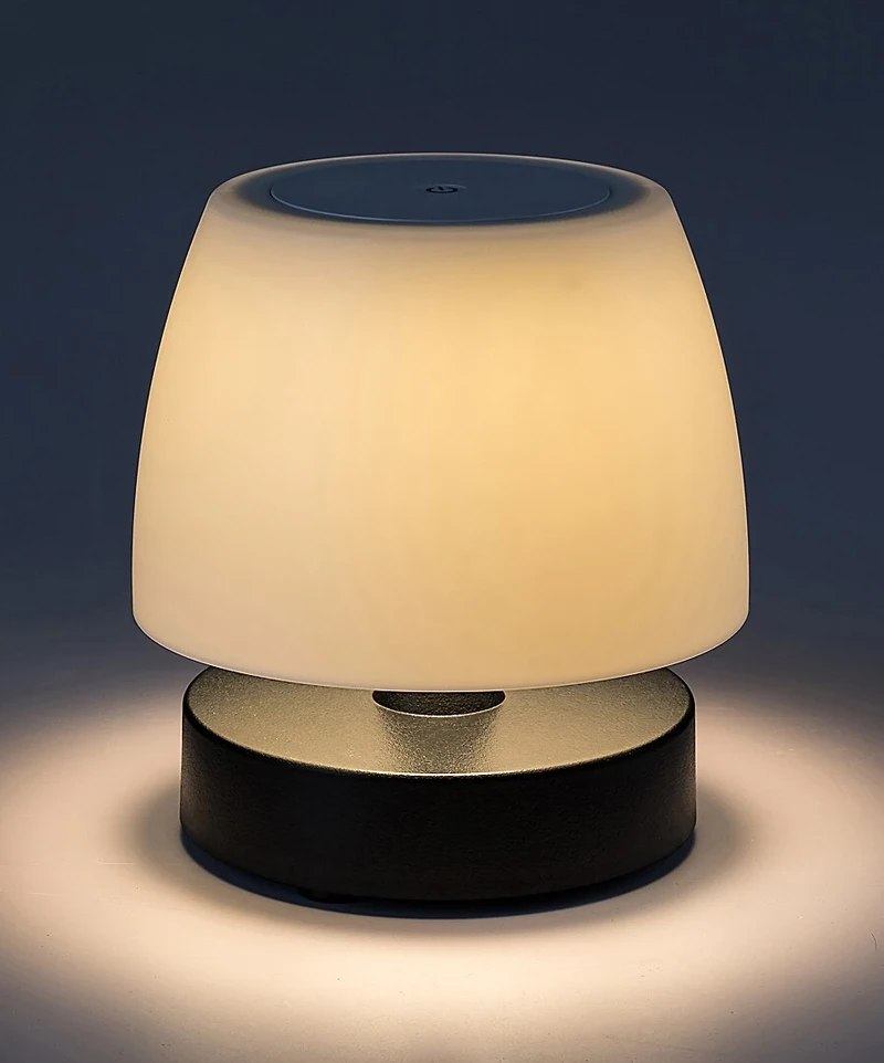 Odera – LED настолна лампа за тераса в черно/бяло, Ø150мм, 3W, 3000K, IP44