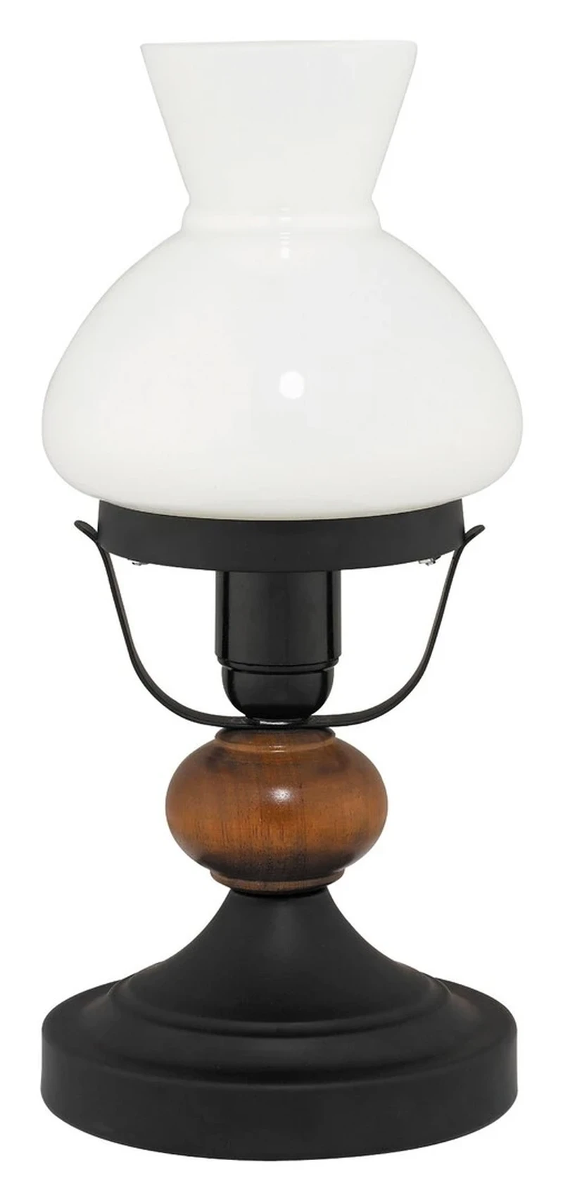 Table Lamps Petronel – night lamp in black matt with opal glass, Ø170mm, 1×E27