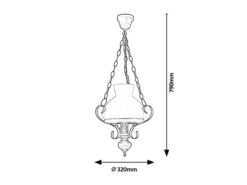 Petronel – classic chandelier in black matt with wood and opal glass, Ø320mm, 1×E27