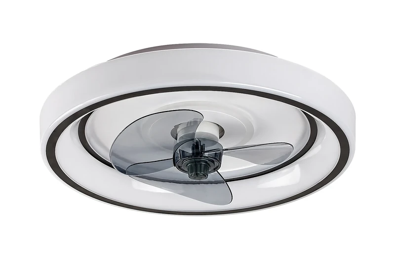 Horacio – LED таванен вентилатор в черно с бял абажур, Ø470мм, 67W, 3000-6000K