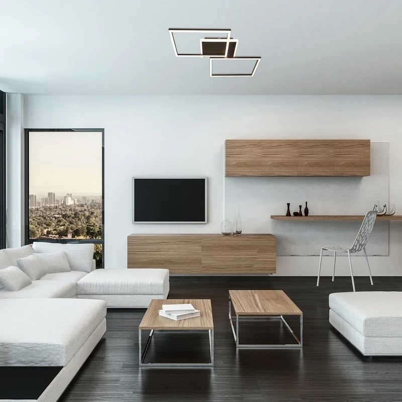 Athelstan – LED плафон в черен мат с бял абажур, 500×390мм, 40W, 3000K