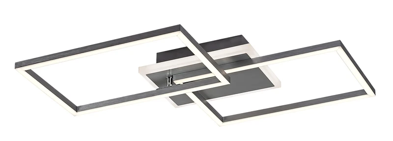 LED плафони Athelstan – LED плафон в сребристо/алуминий с бял абажур, 500×390мм, 40W, 4000K