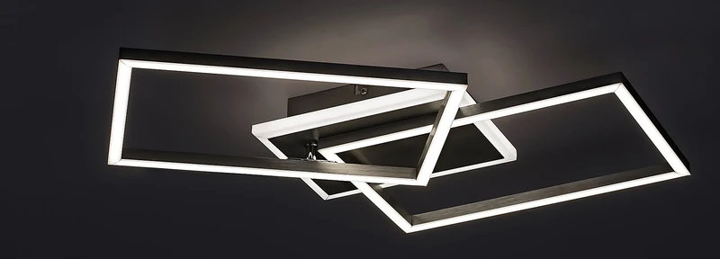Athelstan – LED плафон в сребристо/алуминий с бял абажур, 500×390мм, 40W, 4000K