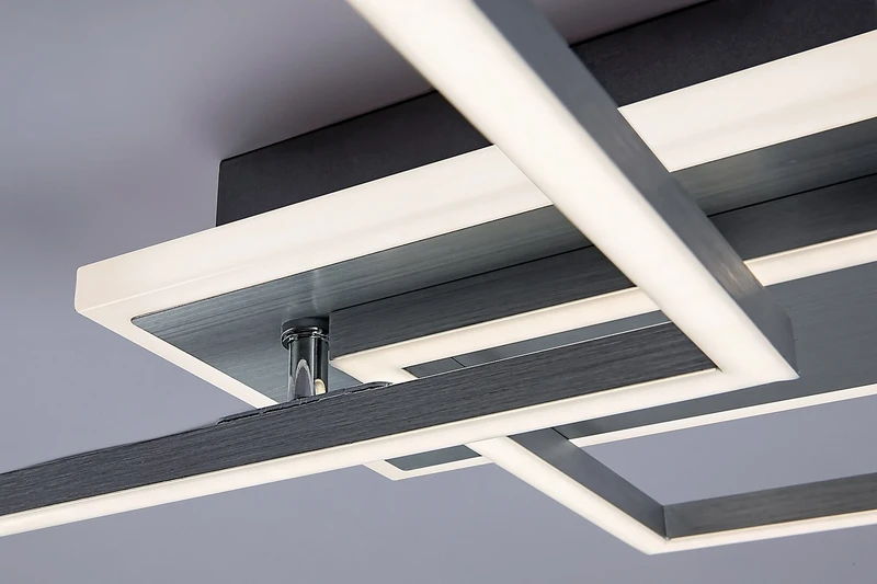 Athelstan – LED плафон в сребристо/алуминий с бял абажур, 500×390мм, 40W, 4000K