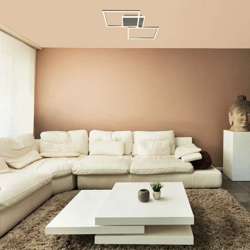 Athelstan – LED плафон в сребристо/алуминий с бял абажур, 500×390мм, 40W, 4000K