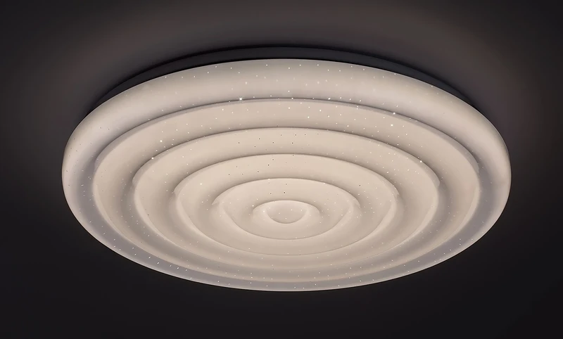 Katina – LED ceiling light in white with effect starry sky, Ø475mm, 36W, 3000-6500K