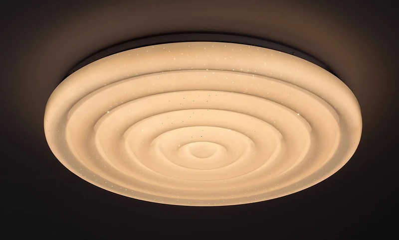 Katina – LED ceiling light in white with effect starry sky, Ø475mm, 36W, 3000-6500K