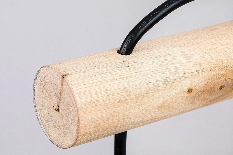 Rattan – скандинавски аплик в черно с естествен ратан, Ø130мм, 1×E27