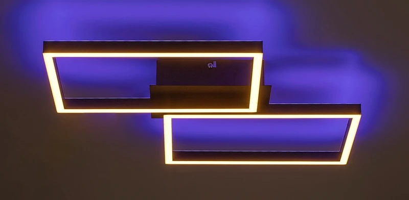 Ludano – LED ceiling light in black matt with white plastic, 460×410mm, 40W, 2700-6500K