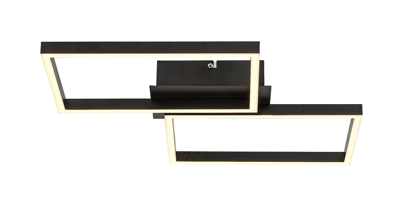 Ludano – LED ceiling light in black matt with white plastic, 460×410mm, 40W, 2700-6500K