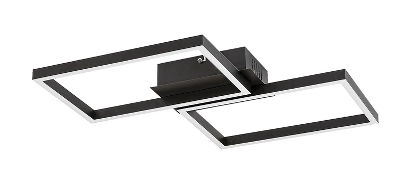 Ludano – LED ceiling light in black matt with white plastic, 460×410mm, 40W, 2700-6500K