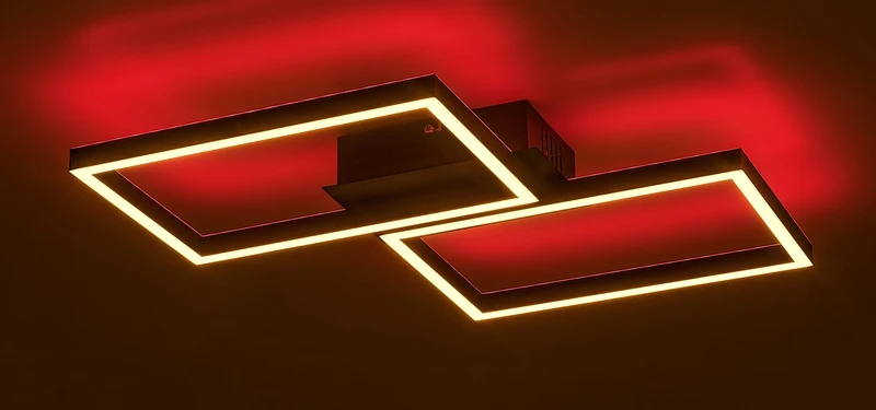 Ludano – LED ceiling light in black matt with white plastic, 460×410mm, 40W, 2700-6500K