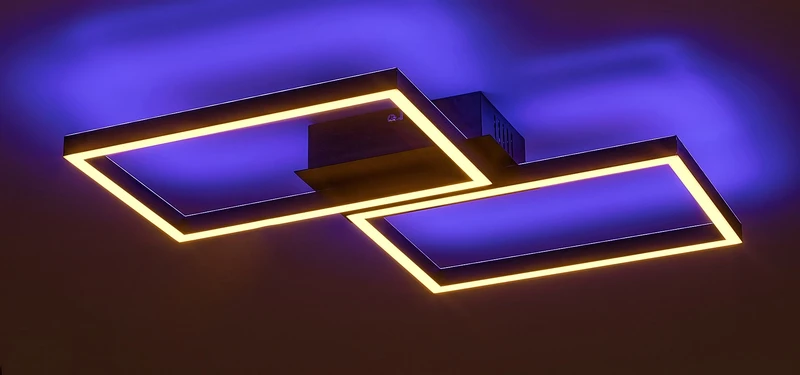 Ludano – LED ceiling light in black matt with white plastic, 460×410mm, 40W, 2700-6500K