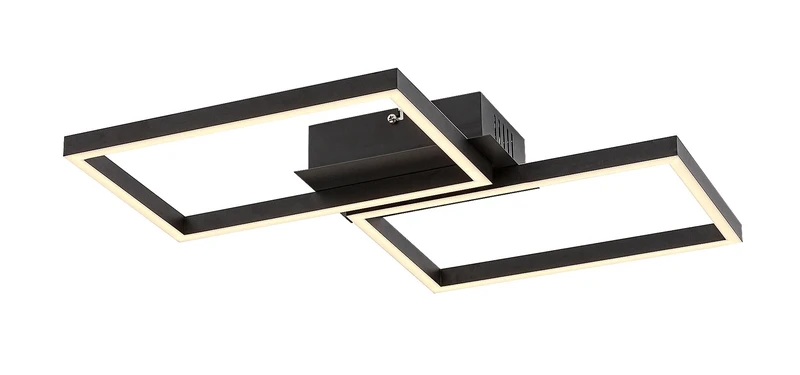 LED Ceiling Lights Ludano – LED ceiling light in black matt with white plastic, 460×410mm, 40W, 2700-6500K