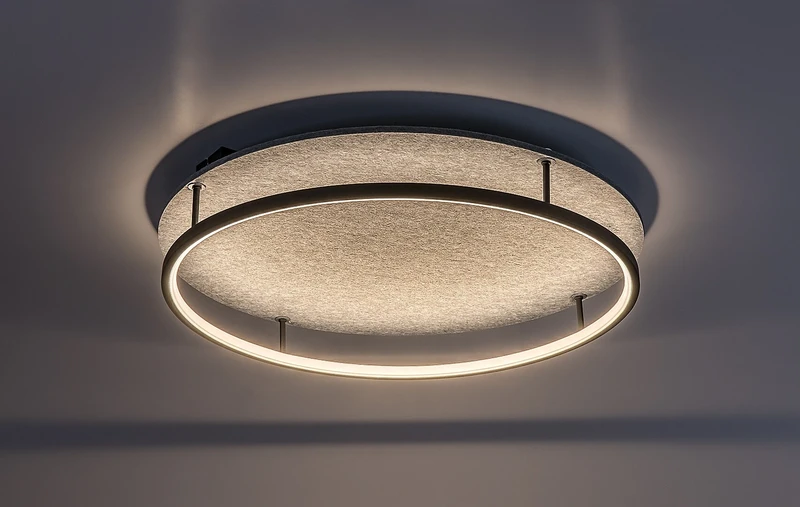 Farenzo – LED плафон в черно с филцов корпус, Ø575мм, 40W, 3000-4000K