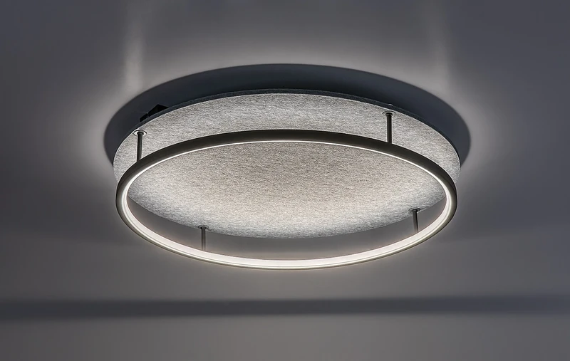 Farenzo – LED плафон в черно с филцов корпус, Ø575мм, 40W, 3000-4000K