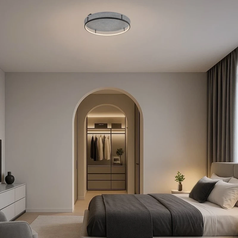 Farenzo – LED плафон в черно с филцов корпус, Ø575мм, 40W, 3000-4000K