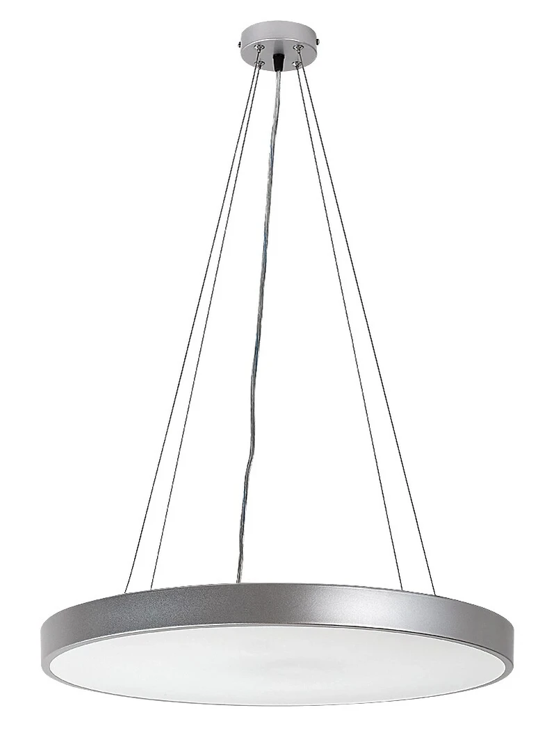 LED пендели и полилеи Tesia – LED пендел в сребристо с бял абажур, Ø600мм, 60W, 3000-6000K