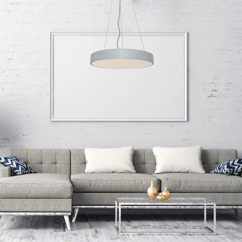 Tesia – LED пендел в сребристо с бял абажур, Ø600мм, 60W, 3000-6000K