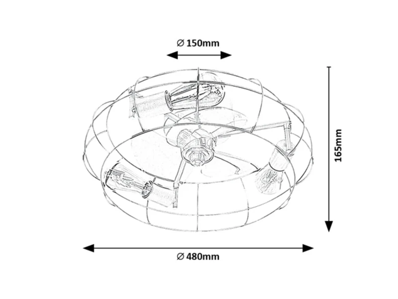 Cadmus – ceiling lamp with fan in black, Ø480mm, 3×E27, industrial style