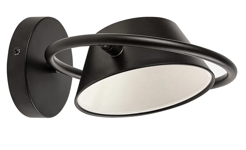 Odiss – LED аплик в черен метал с бял абажур, Ø215мм, 6W, 3000K