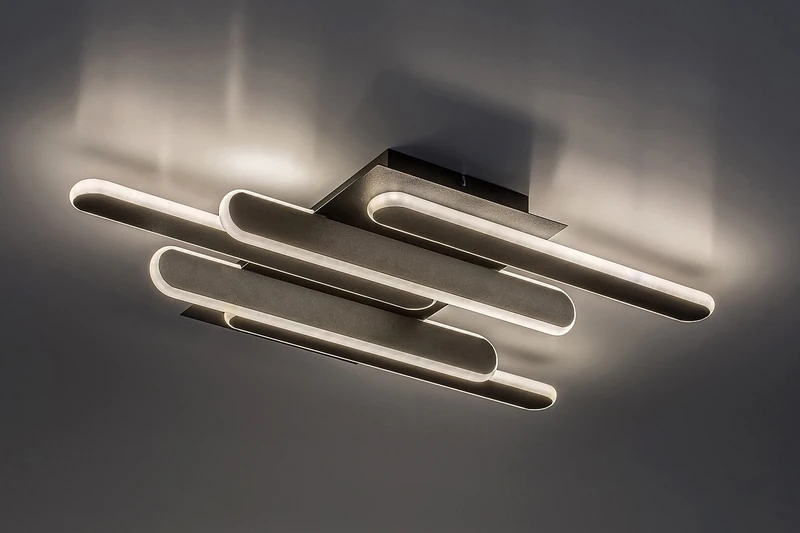 Sindri – LED ceiling light in black with white shade, 610×360mm, 36W, 3000-4000K