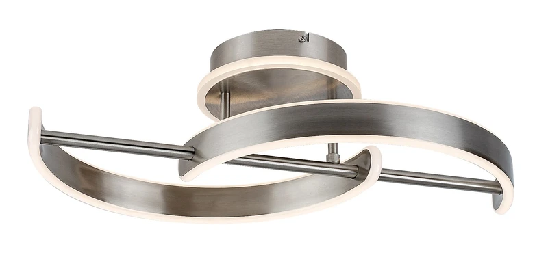 Jarnelle – LED плафон в сатениран хром с бял абажур, 580×270мм, 30W, 3000K