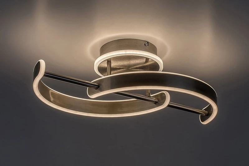 Jarnelle – LED плафон в сатениран хром с бял абажур, 580×270мм, 30W, 3000K