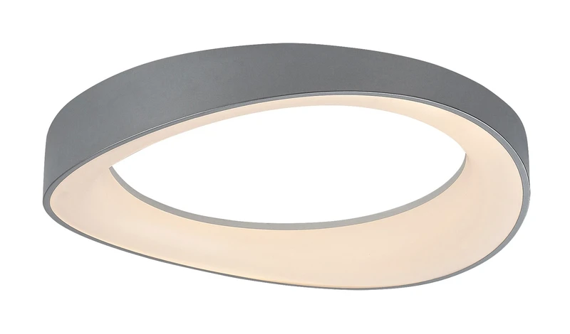 Iliana – LED плафон в сребристо с бял акрилен абажур, Ø420мм, 38W, 3000K