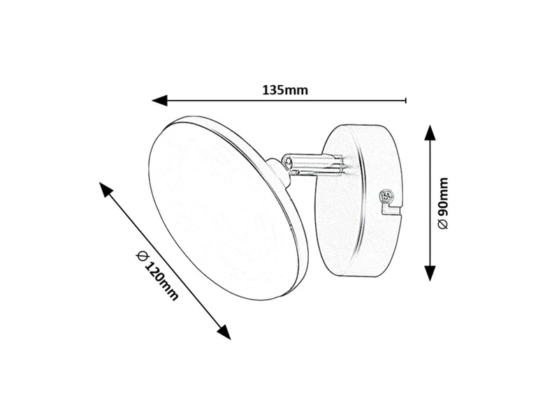 Madi – LED плафон в черен мат с бял абажур, Ø120мм, 4W, 3000K