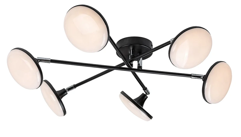Madi – LED ceiling light in black matt with white ceiling lights, Ø570mm, 24W, 3000K