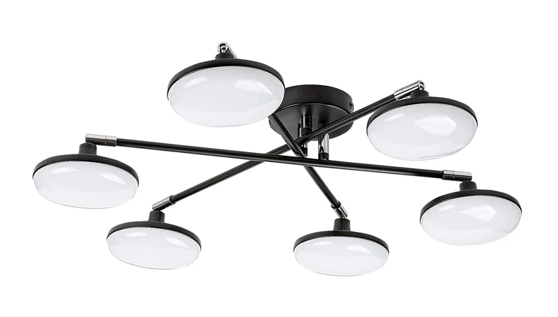 Madi – LED ceiling light in black matt with white ceiling lights, Ø570mm, 24W, 3000K