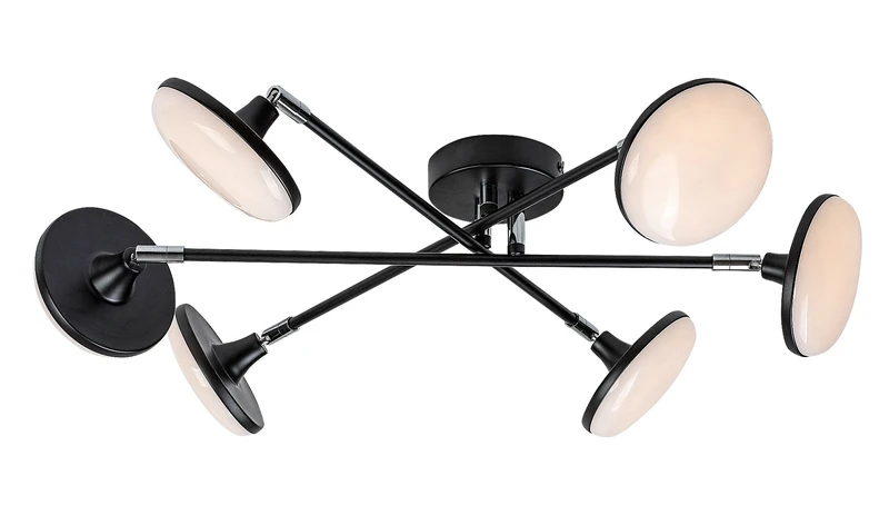 Madi – LED ceiling light in black matt with white ceiling lights, Ø570mm, 24W, 3000K