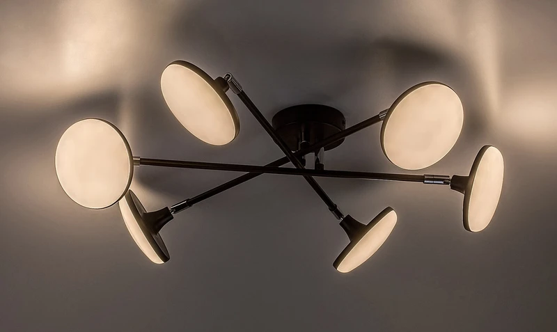 Madi – LED ceiling light in black matt with white ceiling lights, Ø570mm, 24W, 3000K