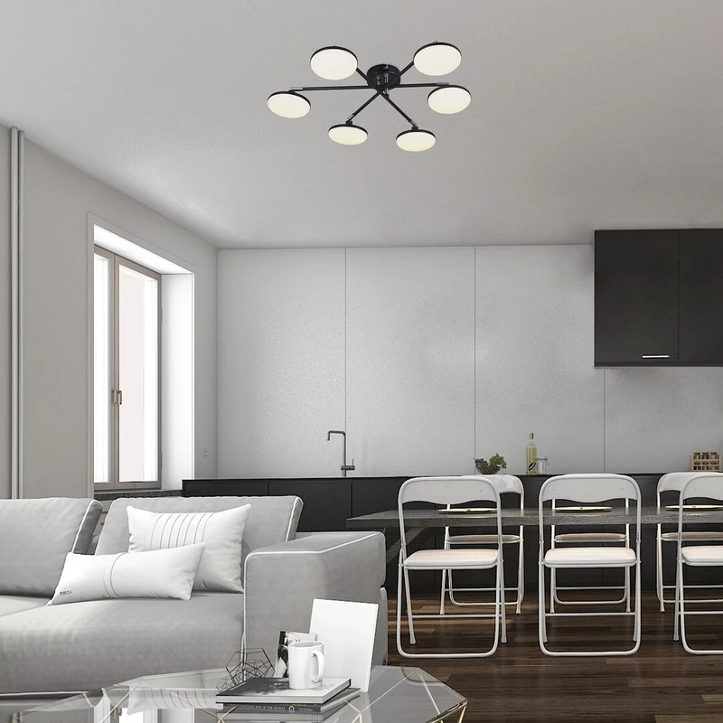 Madi – LED ceiling light in black matt with white ceiling lights, Ø570mm, 24W, 3000K