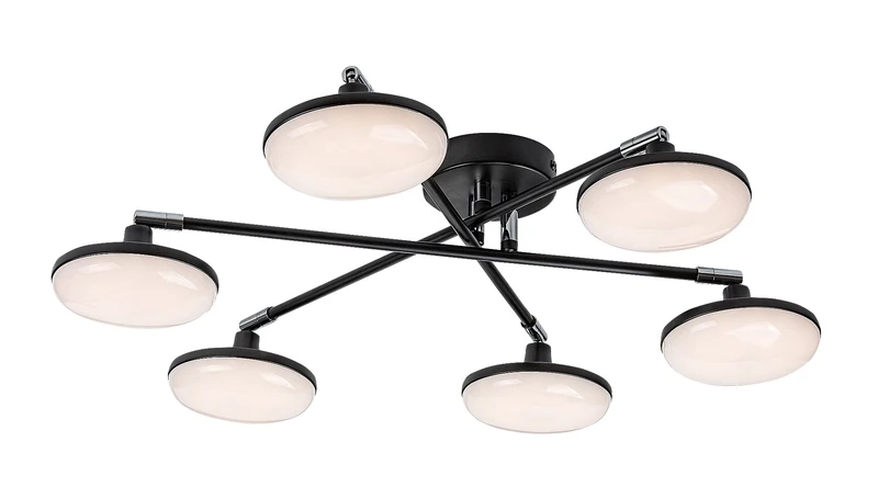 LED Ceiling Lights Madi – LED ceiling light in black matt with white ceiling lights, Ø570mm, 24W, 3000K