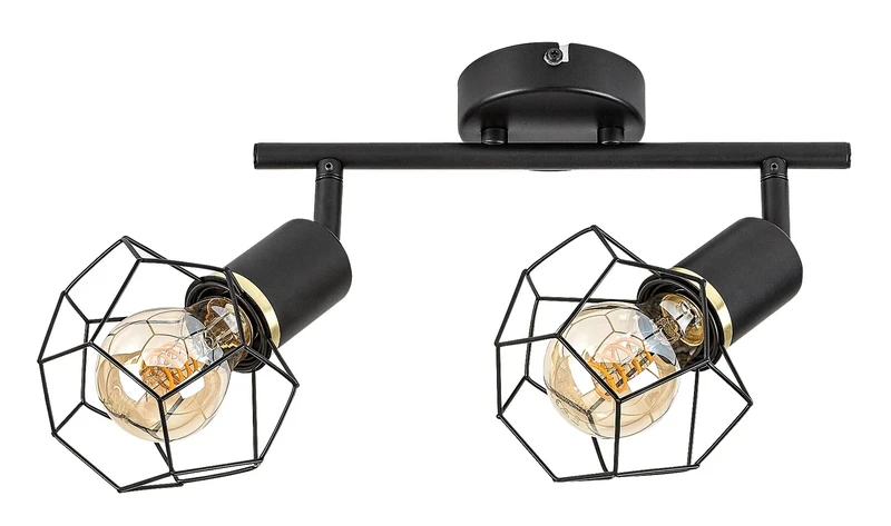 Fran – vintage ceiling light in black matt, 2×E27, 280mm, IP20