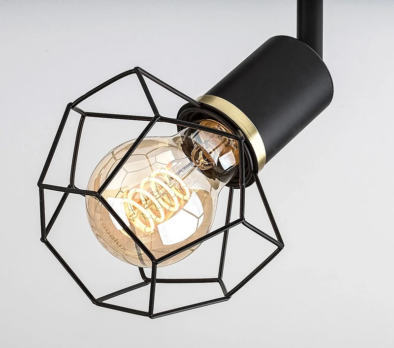 Fran – vintage ceiling light in black matt, 2×E27, 280mm, IP20