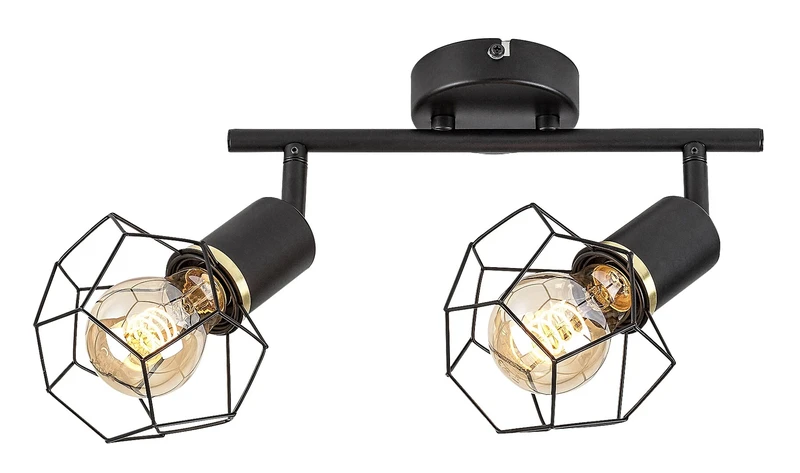 Ceiling Lights Fran – vintage ceiling light in black matt, 2×E27, 280mm, IP20