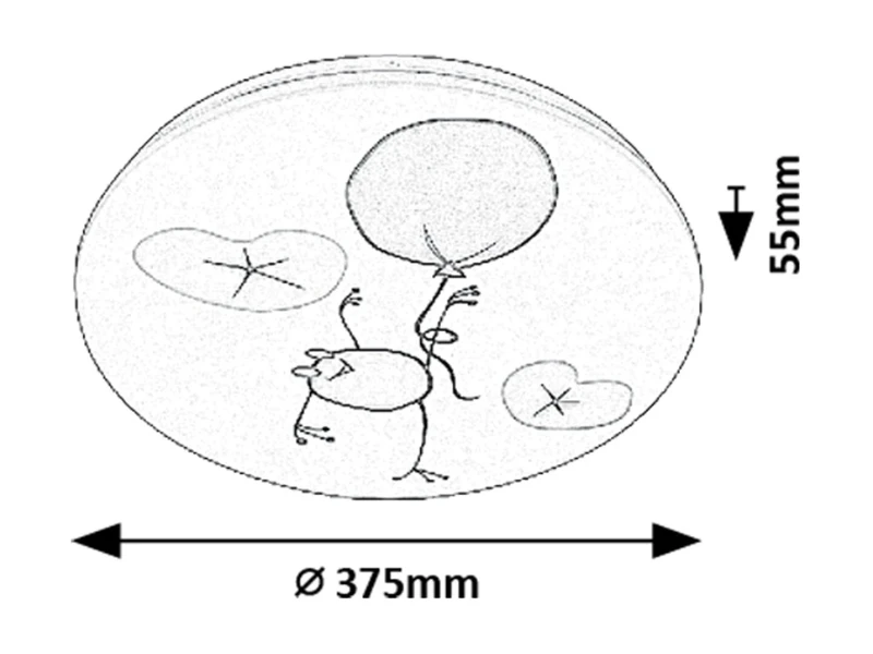 Froggo – LED детски плафон в бяло с многоцветен абажур, Ø375мм, 24W, 3000K