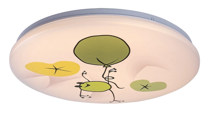 Детски лампи Froggo – LED детски плафон в бяло с многоцветен абажур, Ø375мм, 24W, 3000K