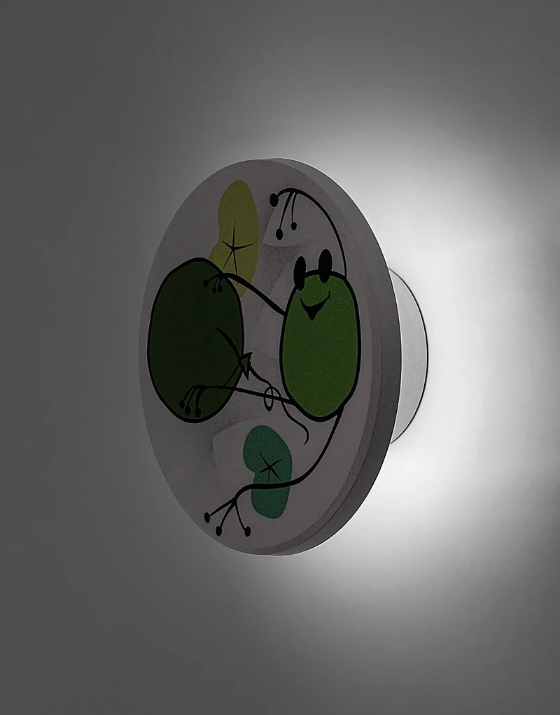 Froggo – LED детска стенна лампа в бяло с цветен декор, Ø120мм, 9W, 3000-6500K