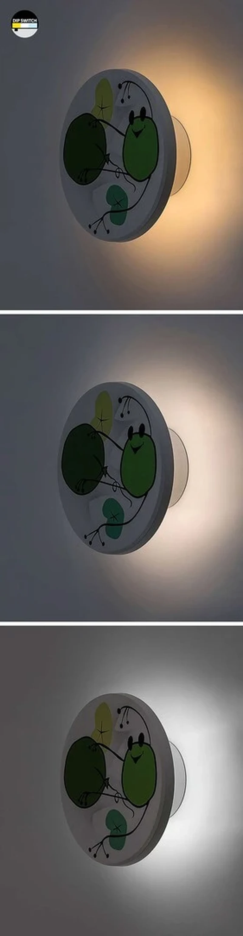 Froggo – LED детска стенна лампа в бяло с цветен декор, Ø120мм, 9W, 3000-6500K