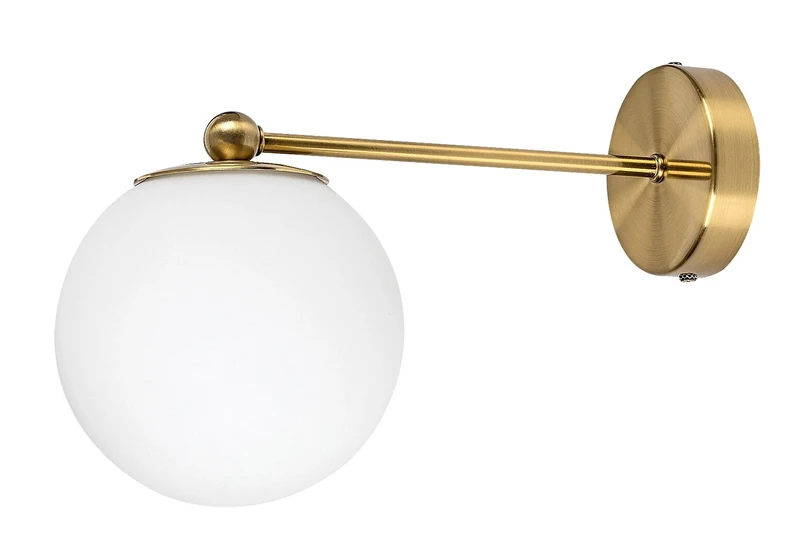 Kiara – modern wall light in gold with white glass, Ø130mm, 1×E27