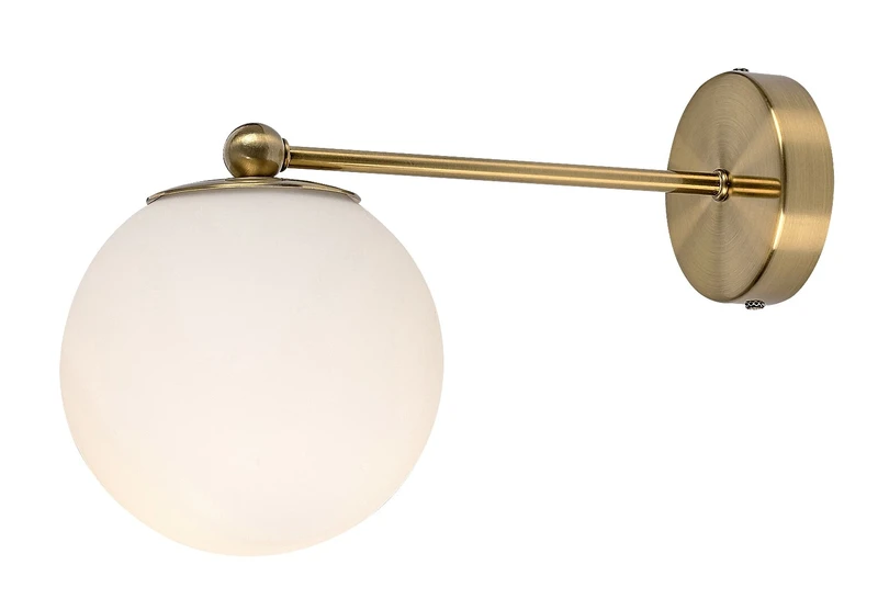 Wall Lights Kiara – modern wall light in gold with white glass, Ø130mm, 1×E27