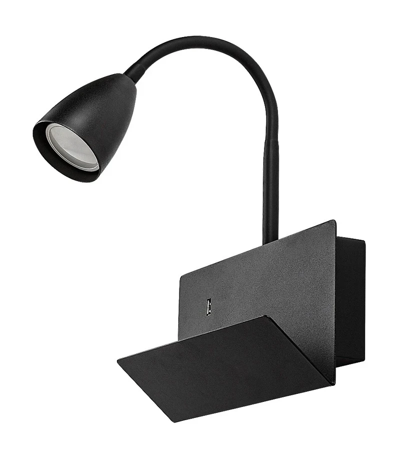 Tacito – LED wall light for wall in black with white shade, 230×290mm, GU10