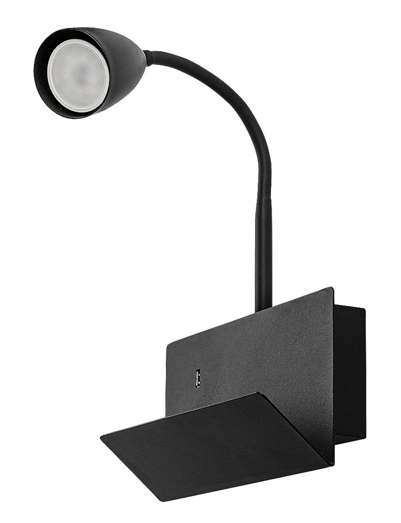 Tacito – LED wall light for wall in black with white shade, 230×290mm, GU10